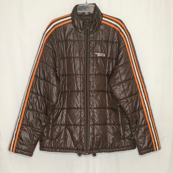 Adidas Original Sport Y2K Brown Quilted Puffer Jacket Men’s Size XL - Picture 16 of 16
